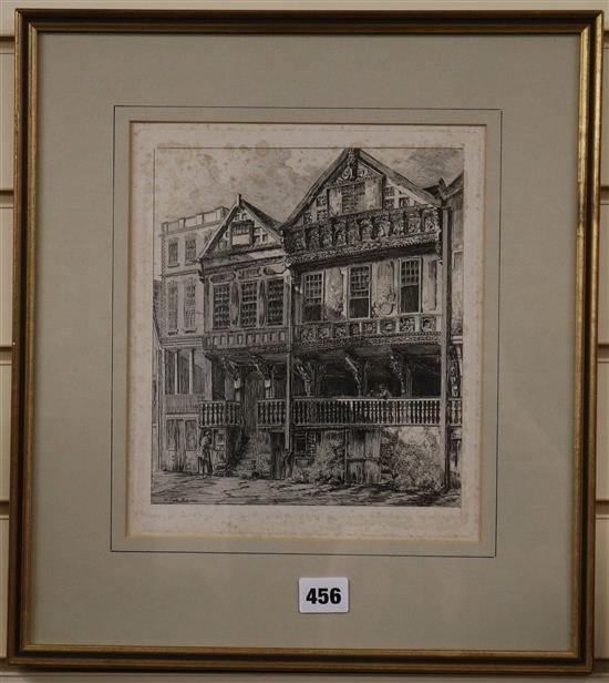 G. Cuitt - 3 dry point etchings of Chester and Renis Flanders, 2 signed prints of Sandhurst (5)